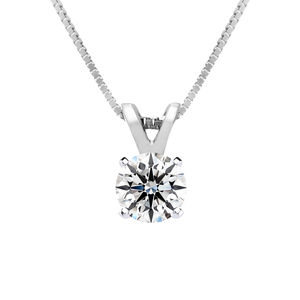 1/3 Carat Lab Grown Diamond Soltiaire Necklace In 14K White Gold, 18 Inches